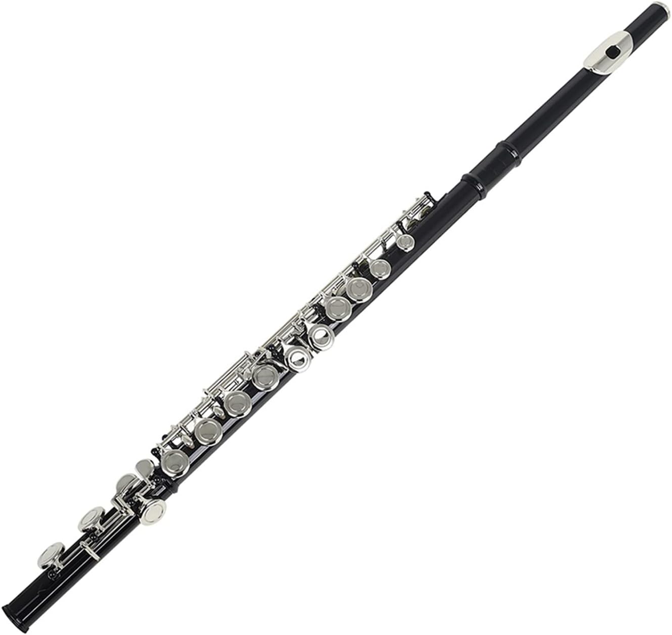 Silver Key Cupronickel Flute 16 Holes Closed Hole C Tone Black Flute Woodwind Instrument with Case Student Flute