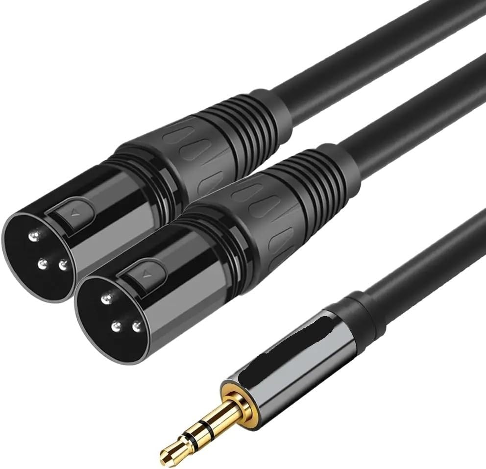 3.5mm Stereo Ja-ck Male to XLR Male OFC Aux Audio Cable Foil+Braided Shielded for Speakers Mixer 1.5m 300cm 5m(300cm)