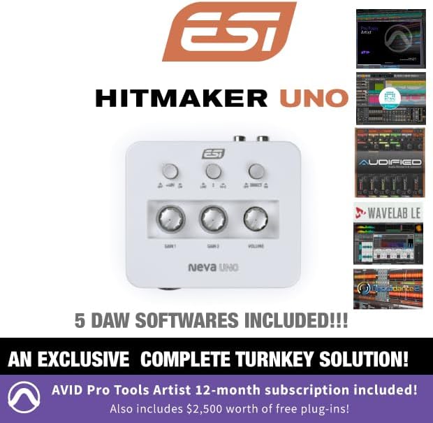 ESI Pro Tools Bundle HITMAKER UNO Audio Interface Includes Free 12 Month Subscription to Pro Tools Artist $120 Value