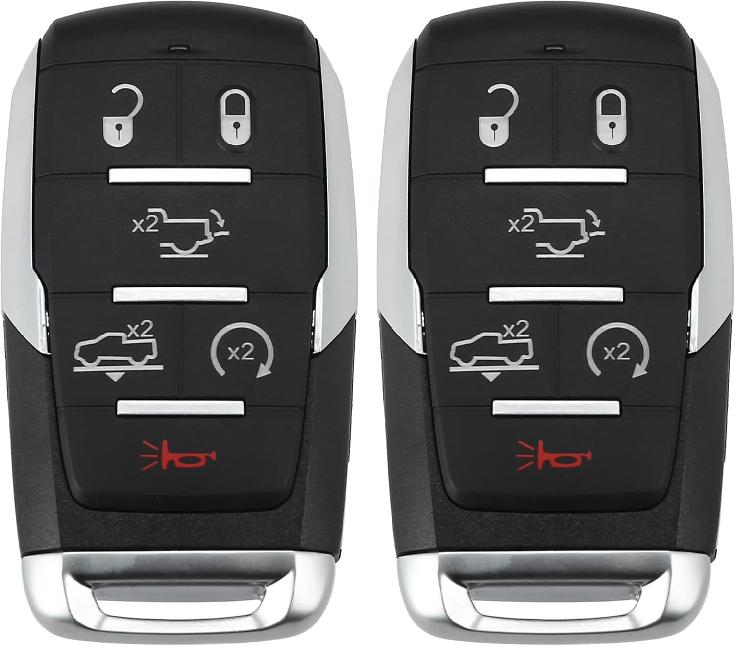 X AUTOHAUX 2pcs 433.92Mhz Replacement Keyless Entry Remote Car Key Fob for Ram 1500 2019-2022 6 Buttons with Door Key OHT-4882056