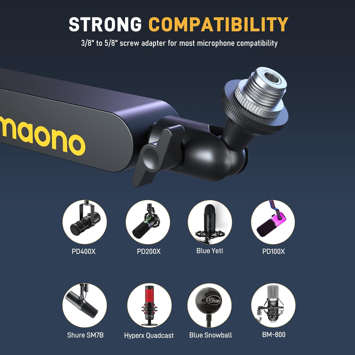 MAONO Microphone Boom Arm, Low Profile Mic Arm with Cable Management Channels, Desk Mount Clamp, Fully Adjustable, Heavy Duty Mic Stand for Podcast Studio Streaming (BA92 Black)