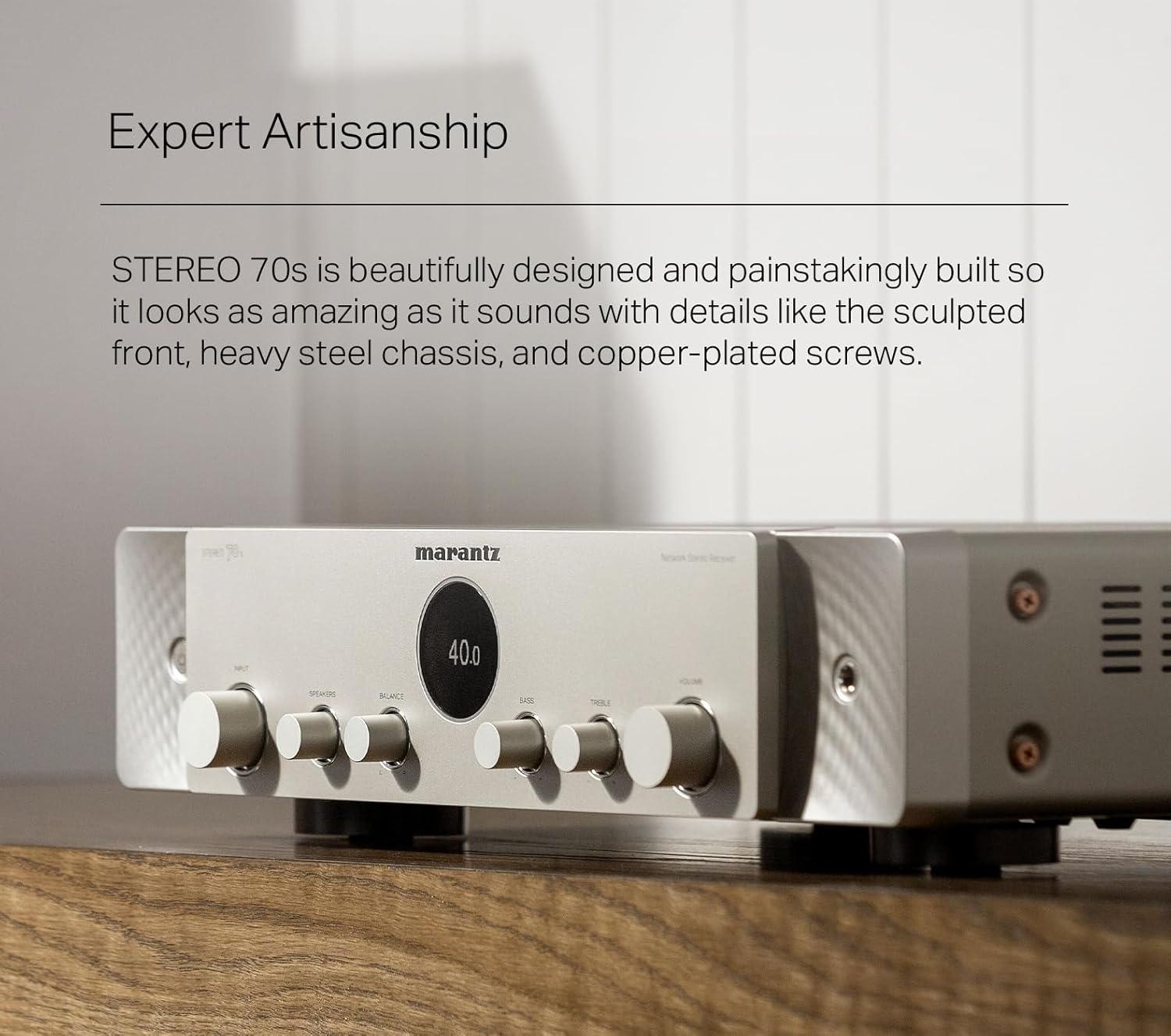 Marantz STEREO 70s 2-Ch AV Receiver (75W X 2) - 4K/120 and 8K Compact Home Theater Receiver, Class A/B Amplification, Supports Spotify Connect, Airplay 2, Bluetooth, & More via Wi-Fi & HEOS Multi-Room