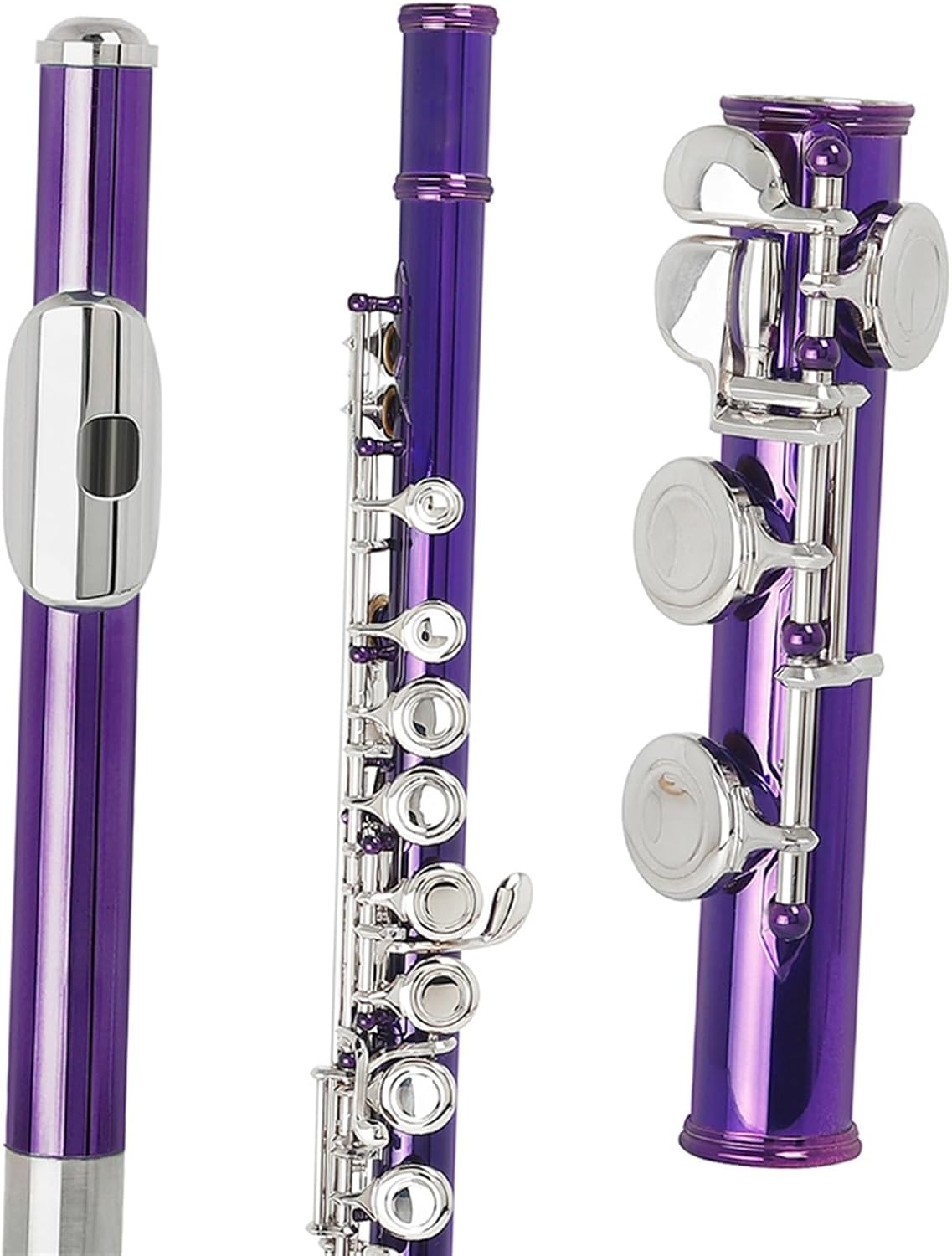 Flute Western Flute Nickel Plated 16 Holes C Key Cupronickel Flute Woodwind Instrument with Case Flutes Musical Instruments