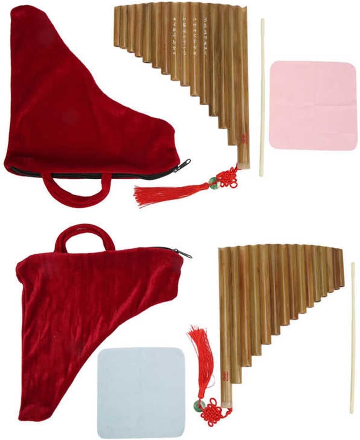 Bamboo Pan Flute 15 Pipes Panpipe G Key Panpipe Chinese Traditional Woodwind Instrument with Bag (Color : Right)