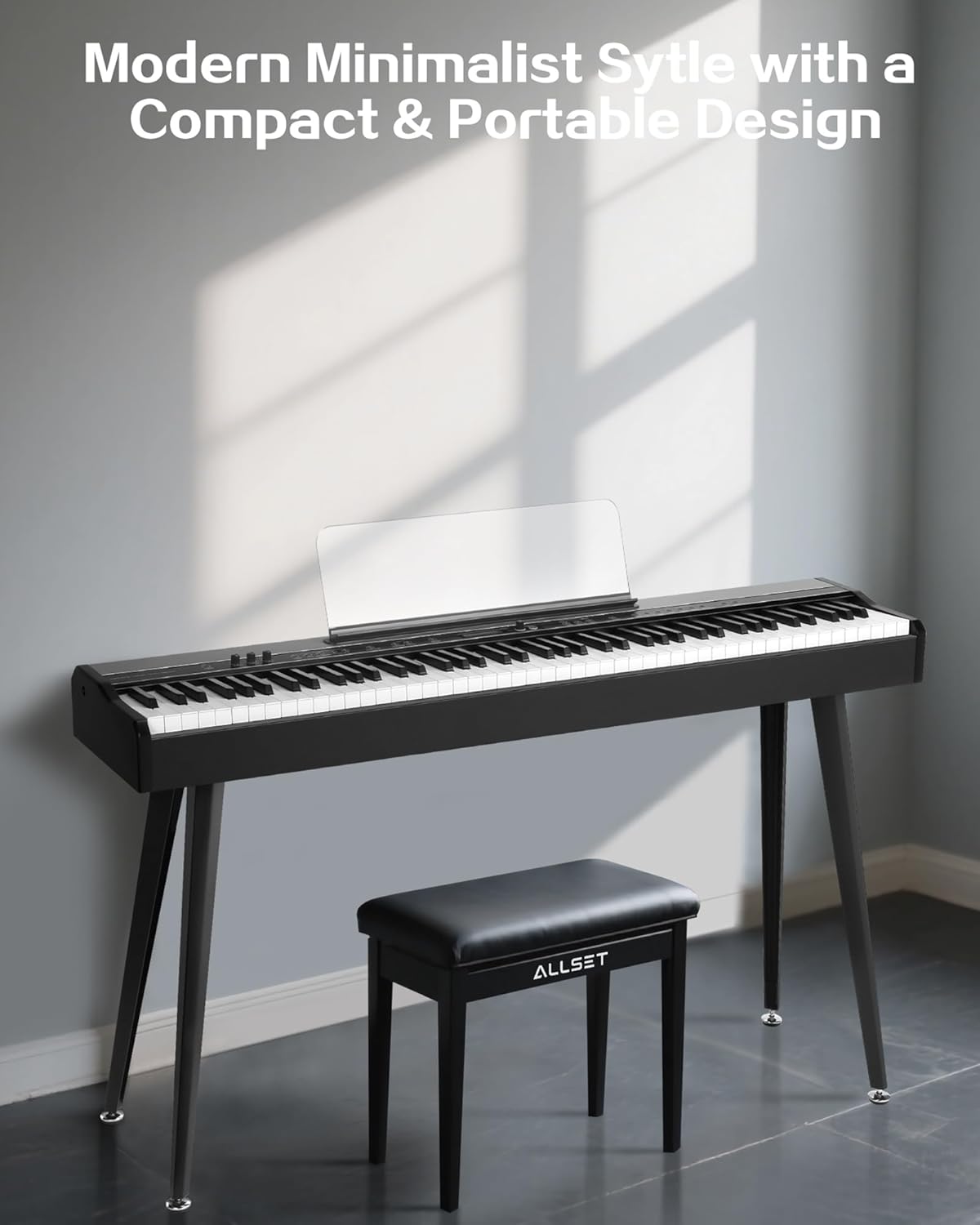 D5 88-Key Digital Piano with Hammer Action, Professional Full-Weighted Keys Electronic Piano Portable Keyboard for Beginners, 3 Pedals, USB/MIDI Connectivity, Dual Stereo