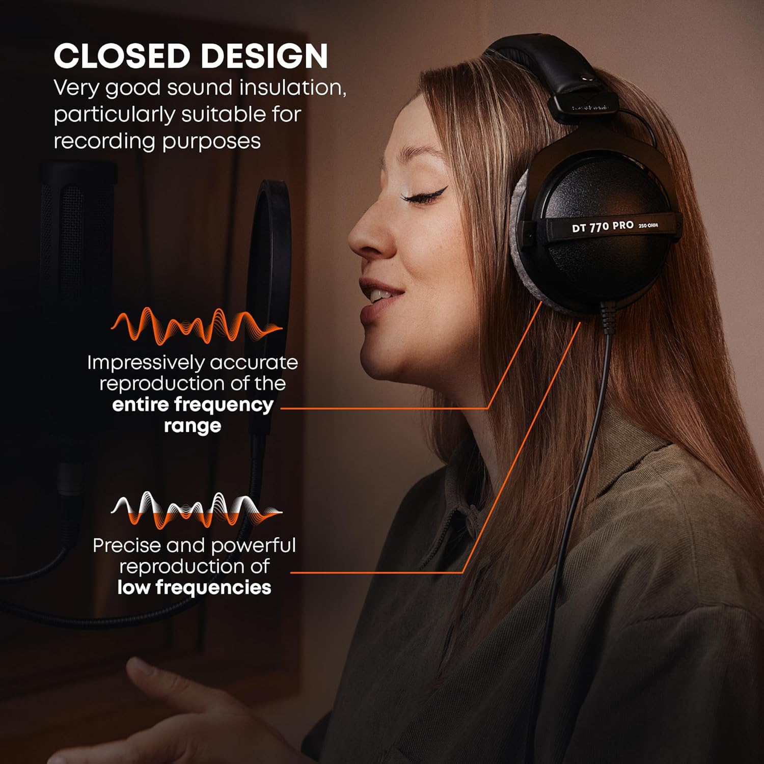 beyerdynamic DT 770 PRO 80 Ohm Over-Ear Studio Headphones in Gray. Enclosed Design, Wired for Professional Recording and Monitoring