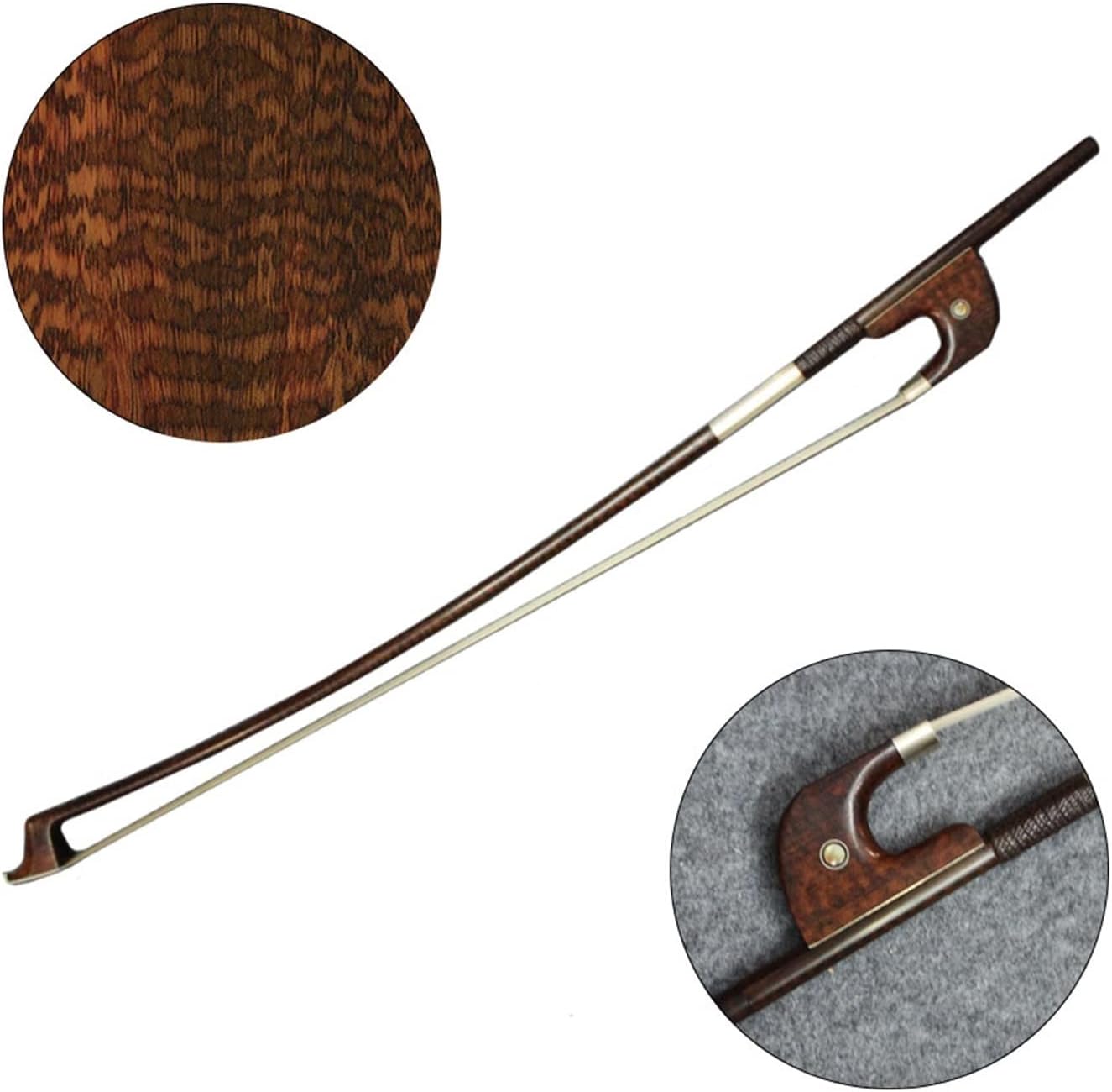 TSTS Handmade Snakewood Double Bass Bow for 4/4 Size German Style Snakewood Frog Professional Violin Bow