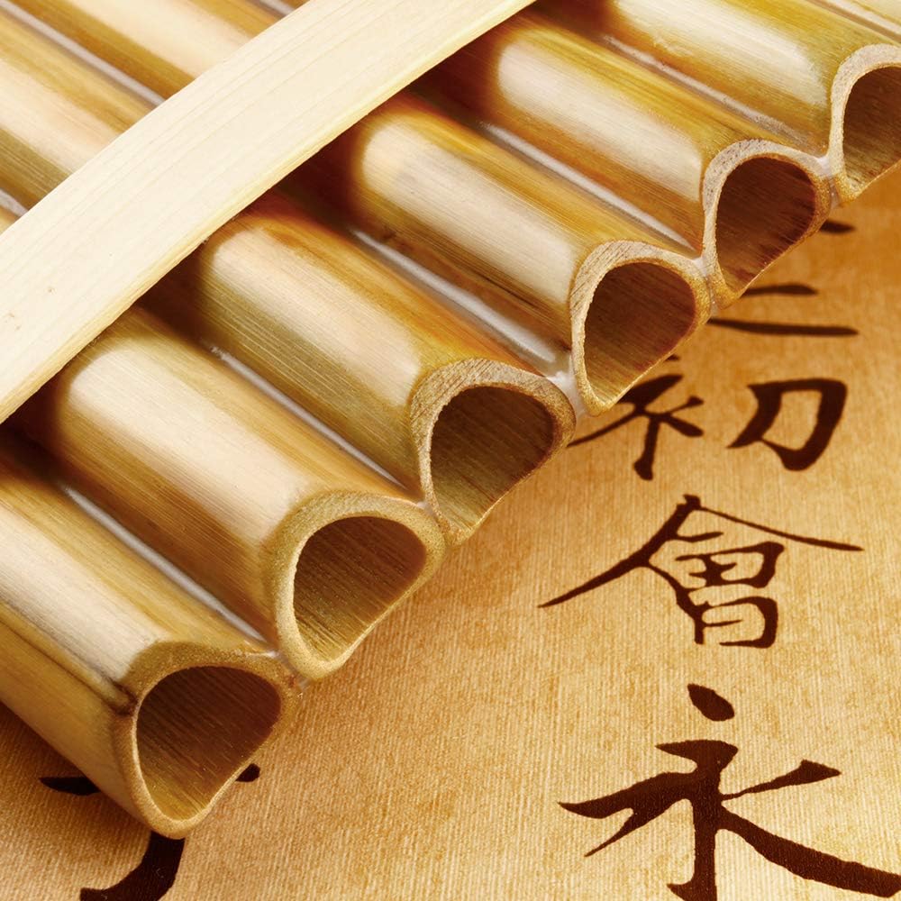 Upscale Romanian Folk Instrument Natural Reed Pan Flute Panpipes G Key Wind Pan flute Flauta Handmade (25 Pipes Left Hand, Wood)