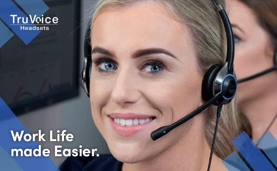 TruVoice HD-500 Premium Wired Headset for Office and Call Center | Noise Canceling Microphone & HD Speakers | Includes Amplified Cable Compatible with Avaya 16xx, 96xx and J Series Desk Phones