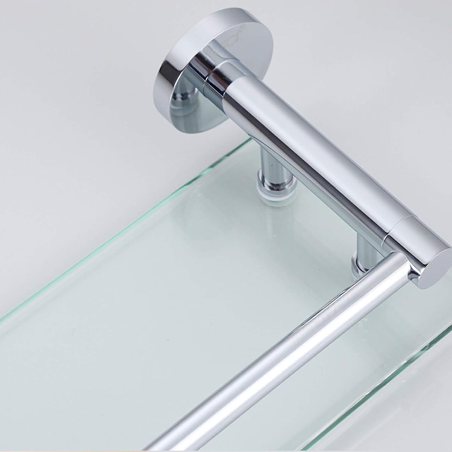 Wall-Mounted, Three-Dimensional Square Tube Base Stainless Steel Glass Shelf Save Space, Simple and Comfortable for Shower Organiser (Color : Clear, Size : 600x150mm)