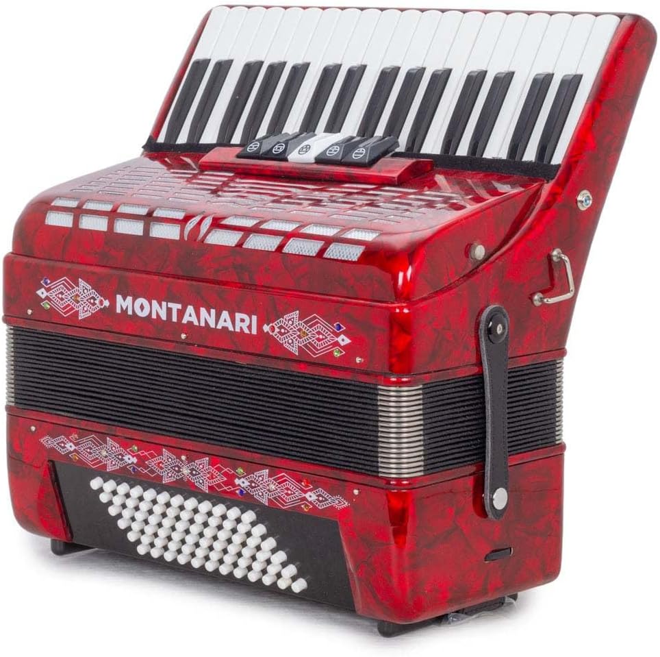 Montanari Piano Accordion 5 switches 72 bass 34 Keys 5 switches Red