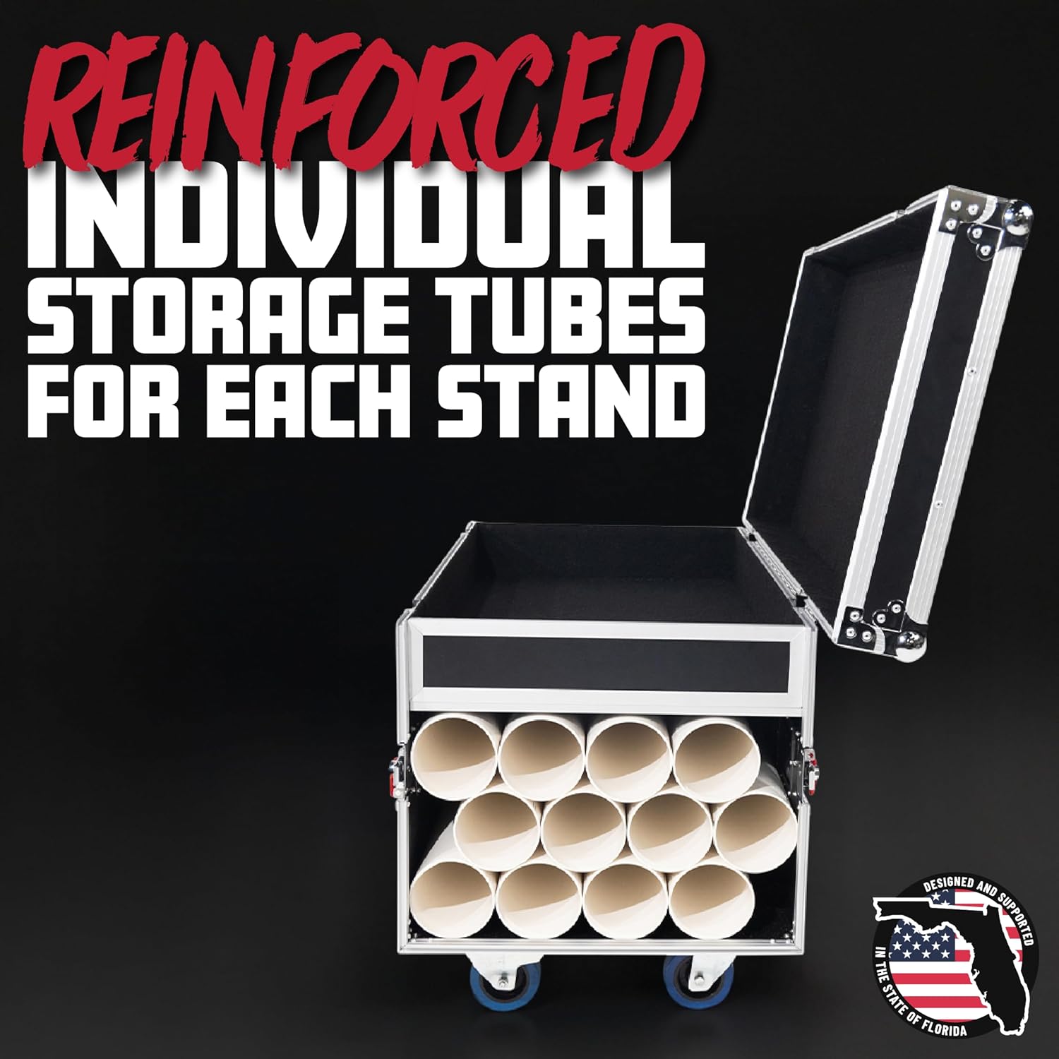 Gator Cases G-TOUR Microphone Stand Transport Flight Case; Holds 20 Mic Stands (GTOUR-MICSTAND-20)