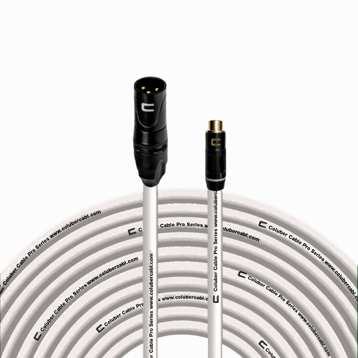 Unbalanced XLR Cable Male to RCA Female - 200 Feet White - Pro 3-Pin Microphone Connector for Powered Speakers, Audio Interface or Mixer for Live Performance & Recording