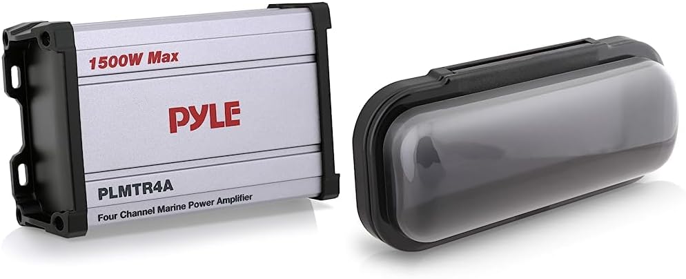 PYLE 1500 Watt 4-Channel Waterproof Amplifier + Pyle Water Resistant Marine Stereo Cover