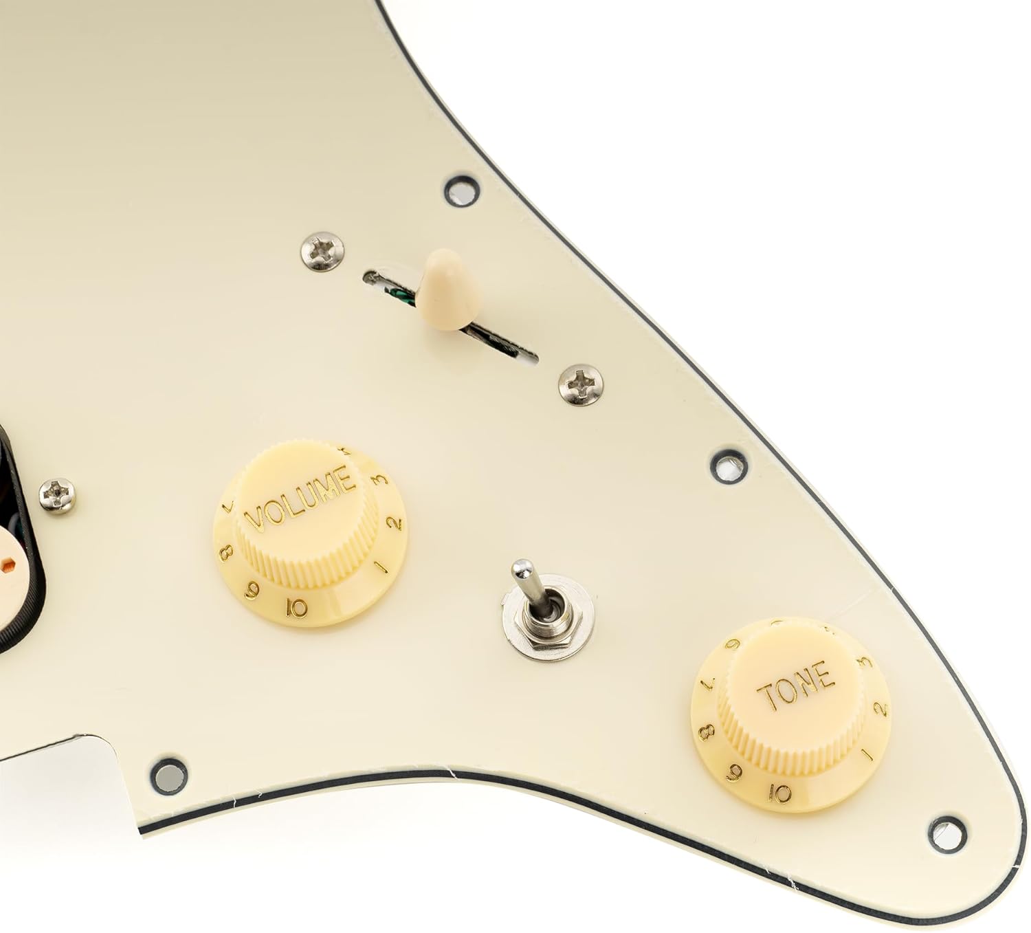 Musiclily Pro-SE ST-HH-OMHA Pre-wired Pickguard with Alnico 5 Humbuckers Mini Toggle Switch for Strat Style Electric Guitar, 3Ply Cream