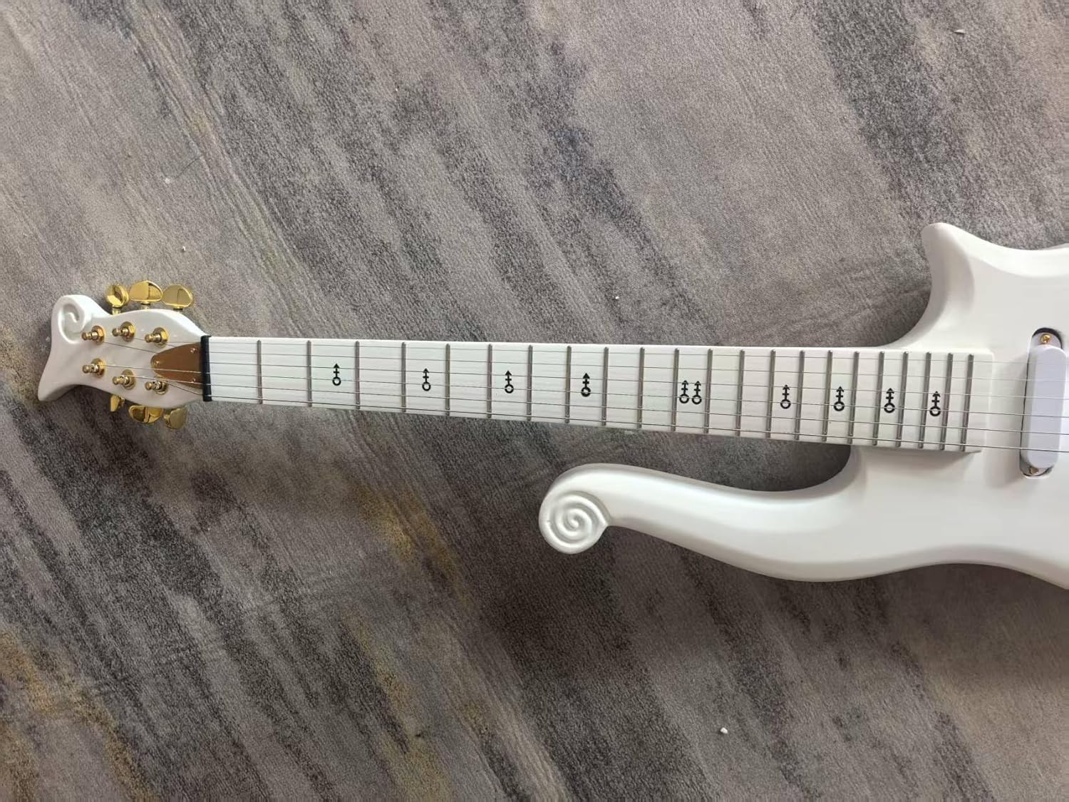 Custom Body Electric Guitar White Finish Gold Hardware Maple Neck & Fretboard with Love Symbol Inlay