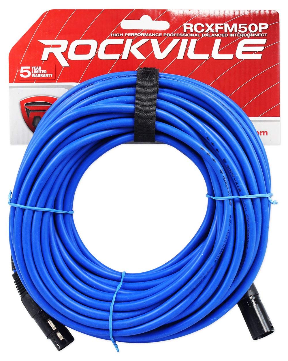 Rockville (4 RCXFM50P-BL Blue 50' Female to Male REAN XLR Mic/Speaker Cable