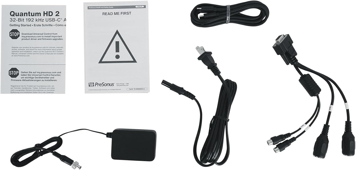 Audiosavings Bundle: (1) Presonus Quantum HD2 USB-C Audio Recording Interface Bundle with (1) Rockville RCM PRO Studio/Recording Condenser Microphone, (1) Rockville PRO-M50 Studio Headphones (3 Items)