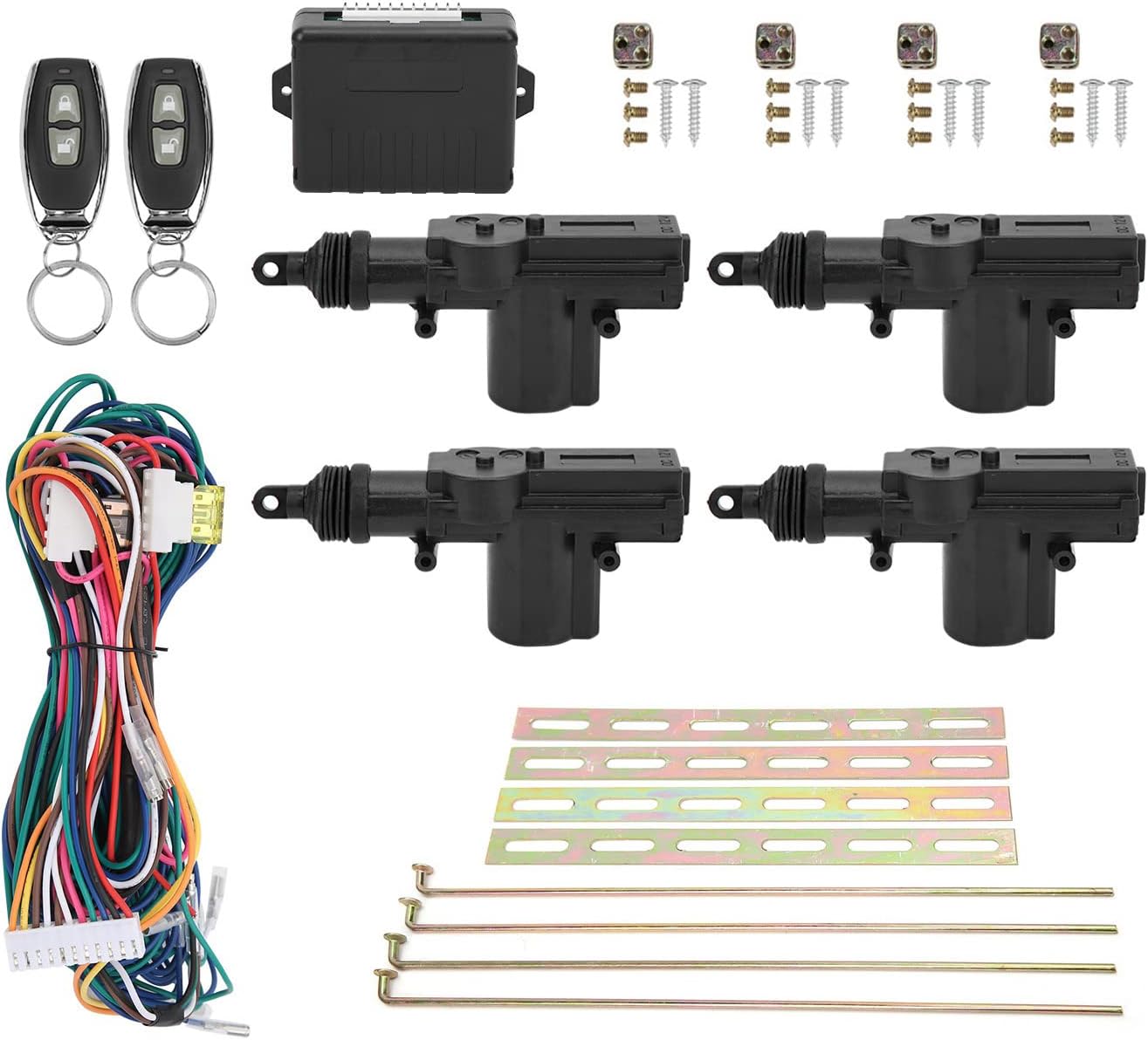 Central Lock Kit Remote Control Keyless Entry System 12V W/LED Indicator with 2 Controllers ABS Material Car Remote Control Lock