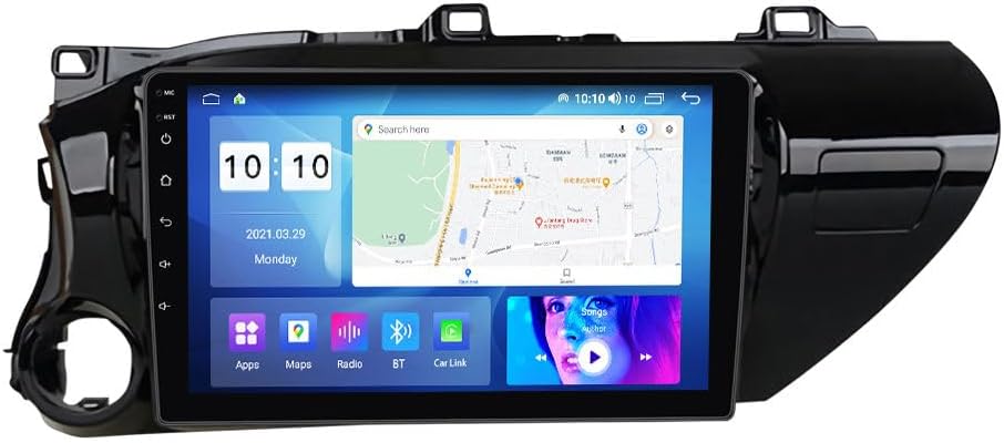 Android Car Stereo for Toyota Hilux 2015-2020 LHD,10 inch IPS Touchscreen with Upgrade Wireless CarPlay & Android Auto,WiFi/GPS,Support SWC and Subwoofer,4-Core 1+32G