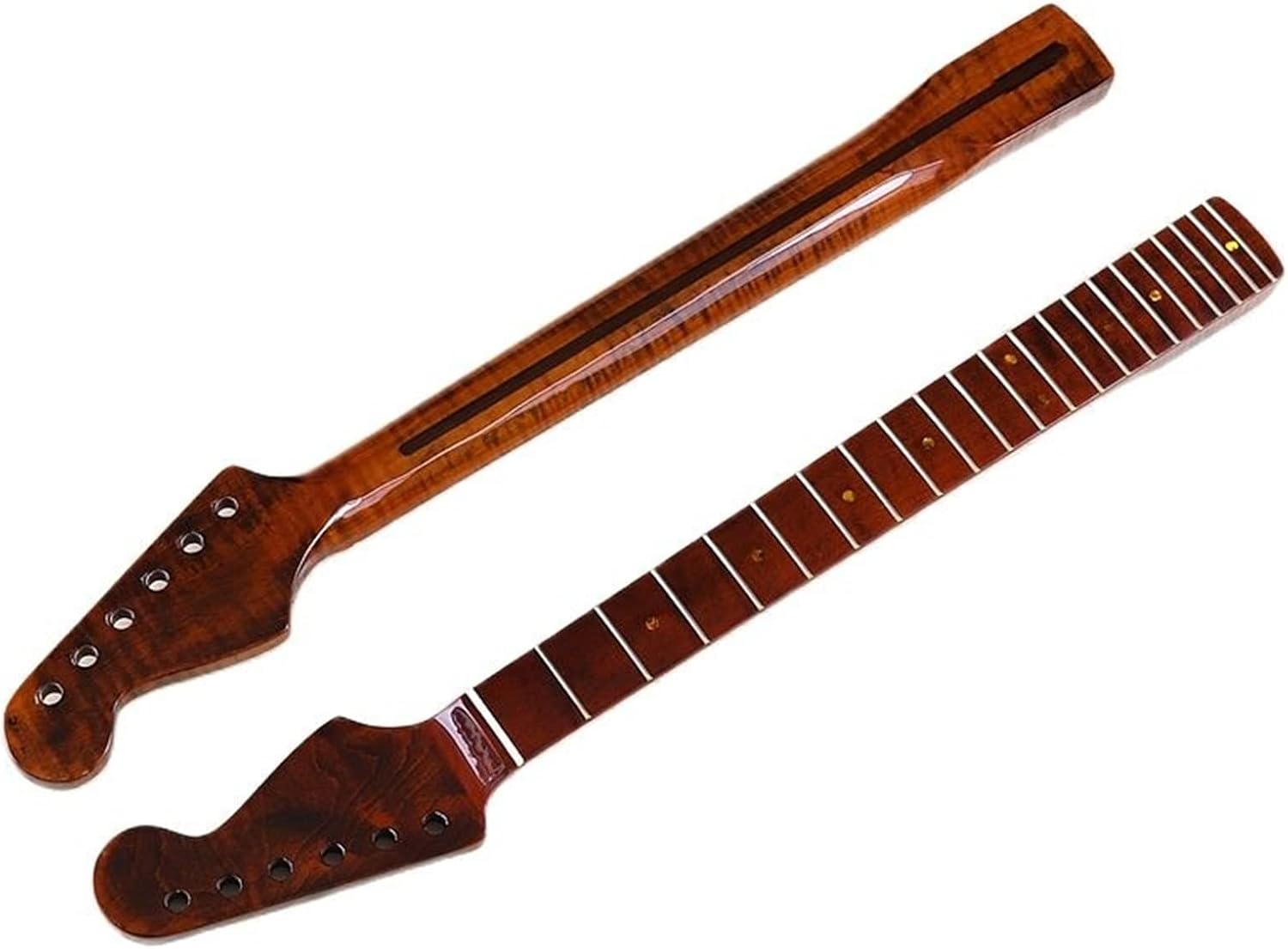 ZUZU Electric Guitar Neck Second Degree Canada Roasted Flame Maple Neck Brown 6 Strings 21F Unfinished Guitar Neck