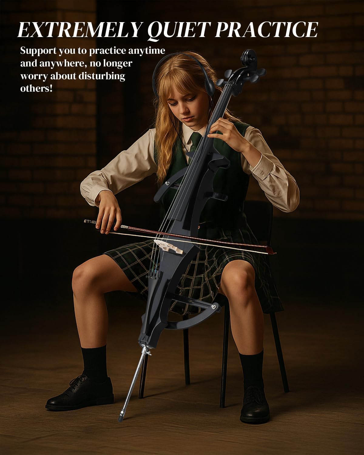 Ktaxon Foldable Electric Cello 4/4 Full Size Silent Cello with Portable Bag, Stereo Headphones, Premium Cable & Rosin, Professional Bow and Bridge for Adult Beginner(Foldable Z Style)