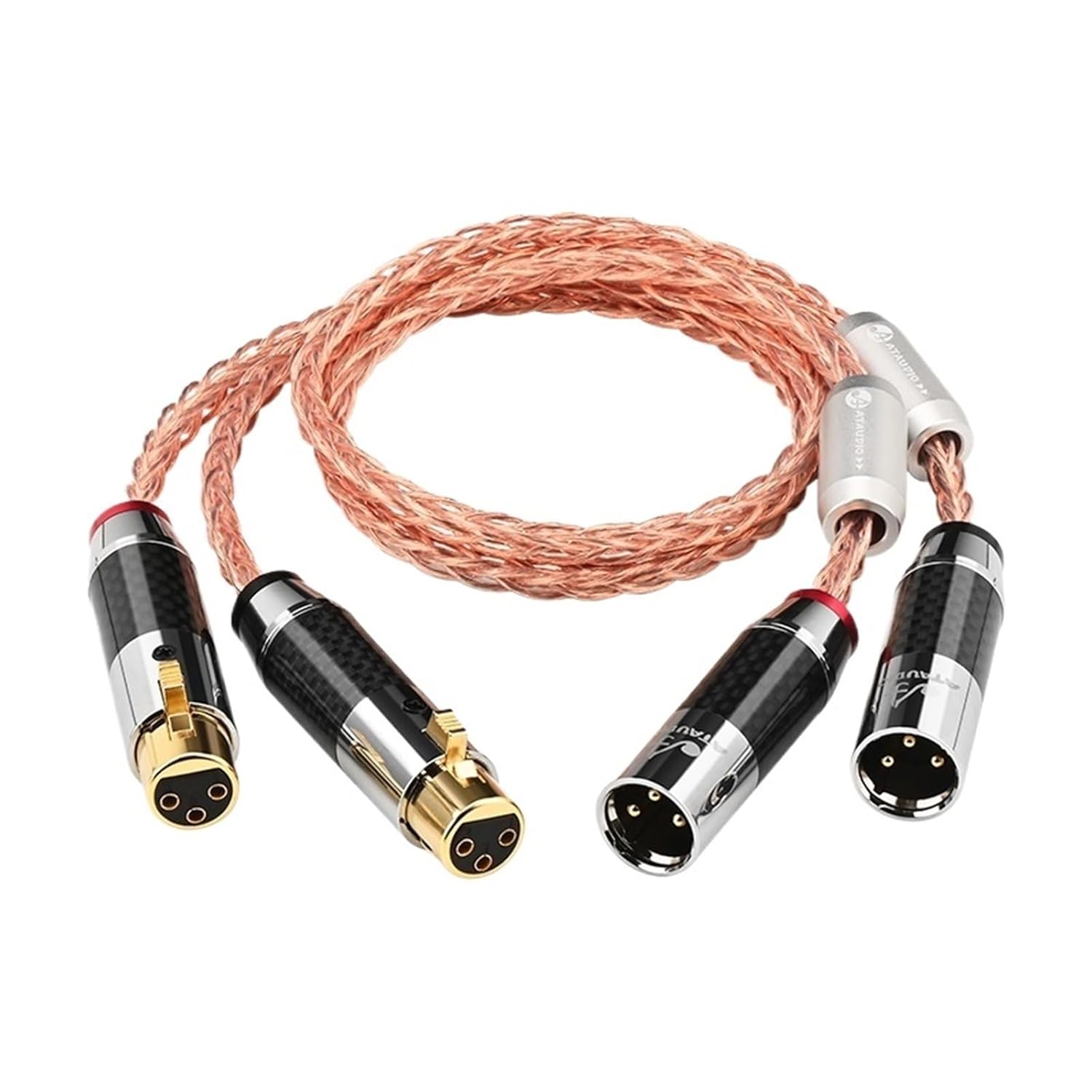 HiFi XLR Cable OCC Core Carbon Fibre Gold Plated Plug 2XLR Male to 2XLR Female Microphone Cable for Mixer Amplifier(2m)