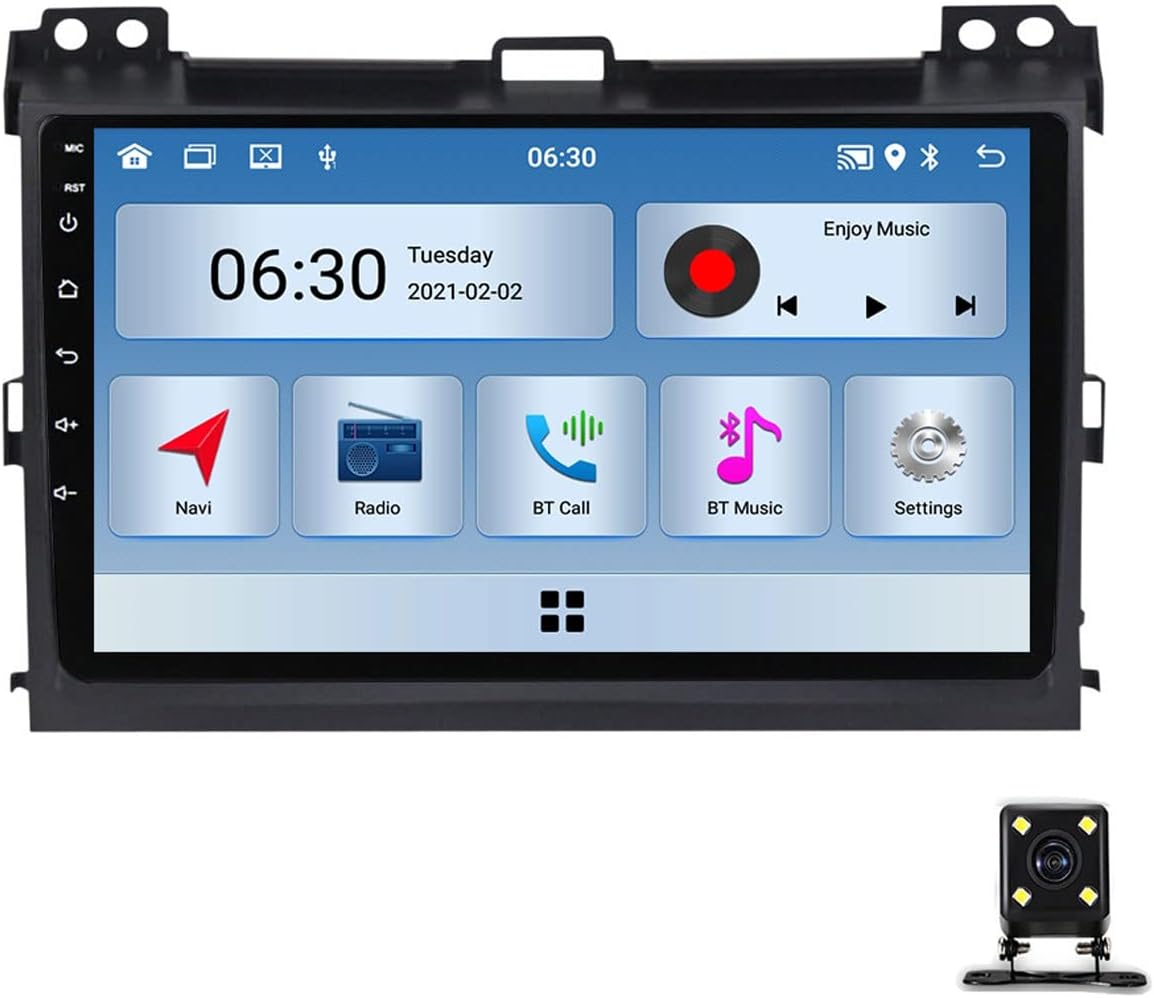 9 Inch Android Stereo Bluetooth Car Radio with Backup Camera Touchscreen MP5 Player for Toyota Prado 120 2004~2009 Double DIN Car Stereo Support Carplay/Auto/Mirror Link/FM/USB/DSP