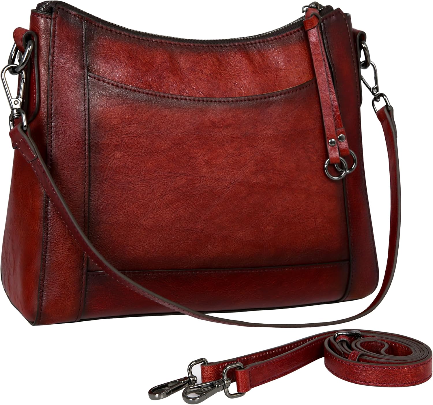 Iswee Leather Crossbody Bags for Women Shoulder Purse Medium Hobo Genuine Leather Satchel Purses and Handbags