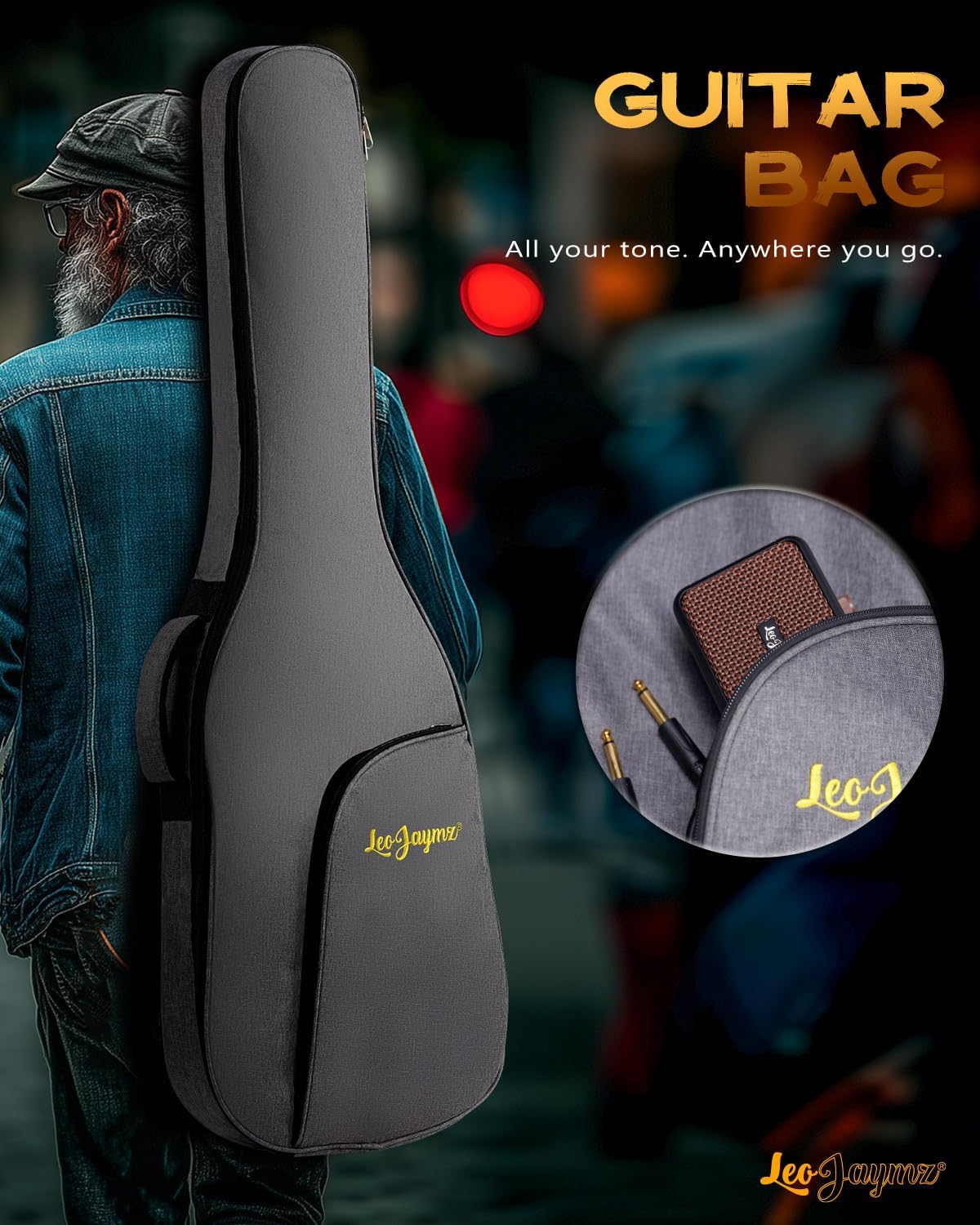 Leo Jaymz 39 Inch Full Size Electric Guitar Kit Electric Guitar Beginner Kits - Portable Amp,Digital Tuner,Gig Bag,Strap,Cable (Vinatage Sunburst)