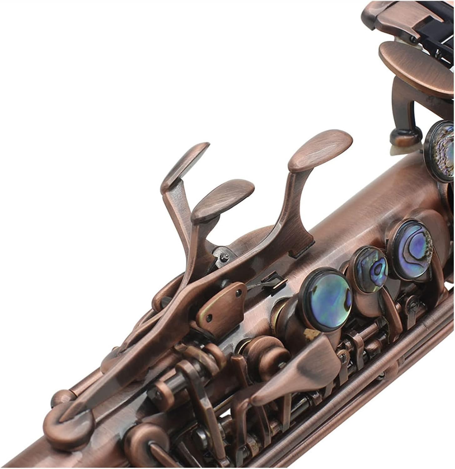 Straight Bb Saxophone Lacquered Gold Carve Pattern Woodwind Instrument with Case