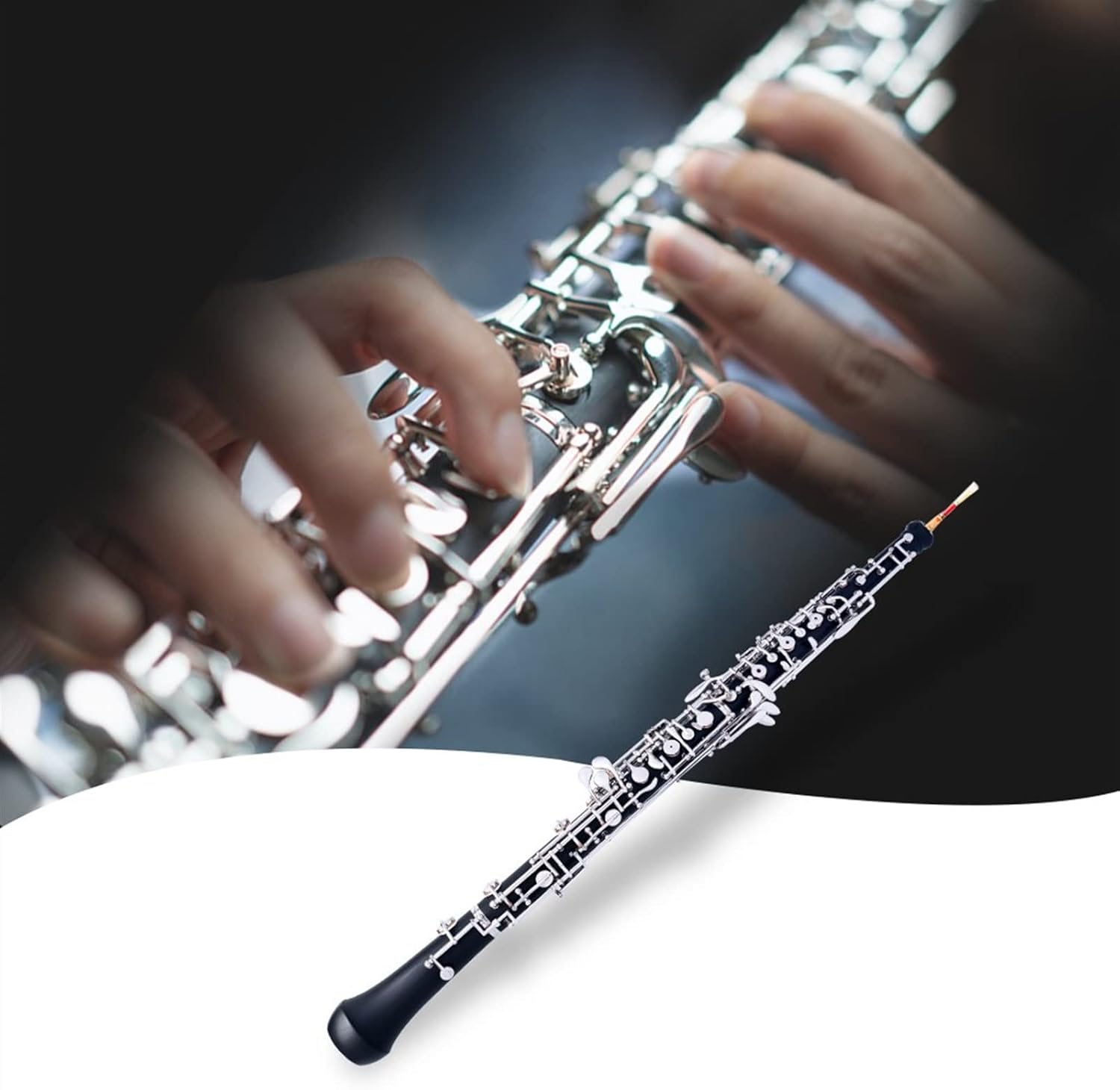 KESHUO Nickel-Plated C Key Oboe Semi-Automatic Style Woodwind Instrument Oboe