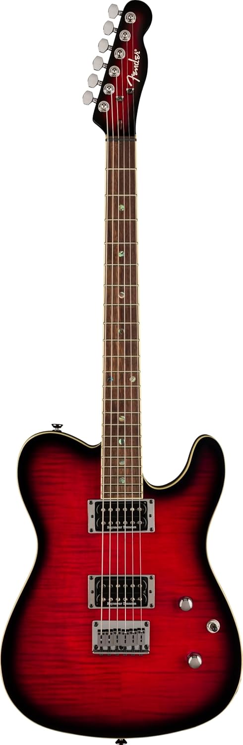 Fender Custom Telecaster FMT HH Electric Guitar, Features Seymour Duncan '59/Pearly Gates Humbuckers with Coil Tap, with 2-Year Warranty, Black Cherry Burst