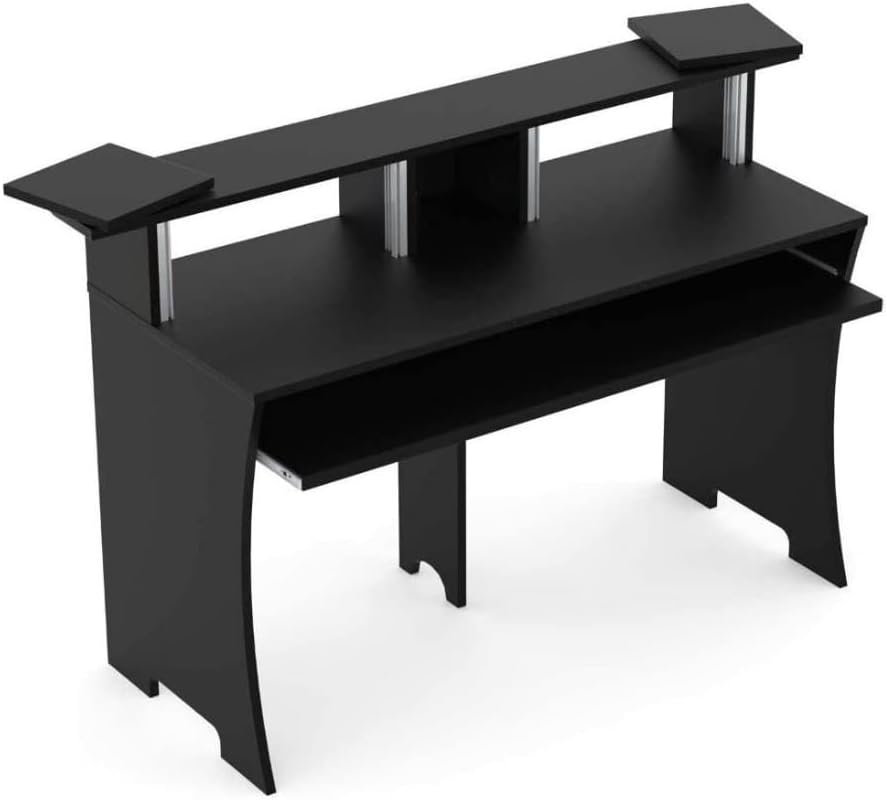 Glorious Workbench Working Console with Pull-Out Drawer and Revolvable Trays, Robust Design and Easy to Assemble (Black)