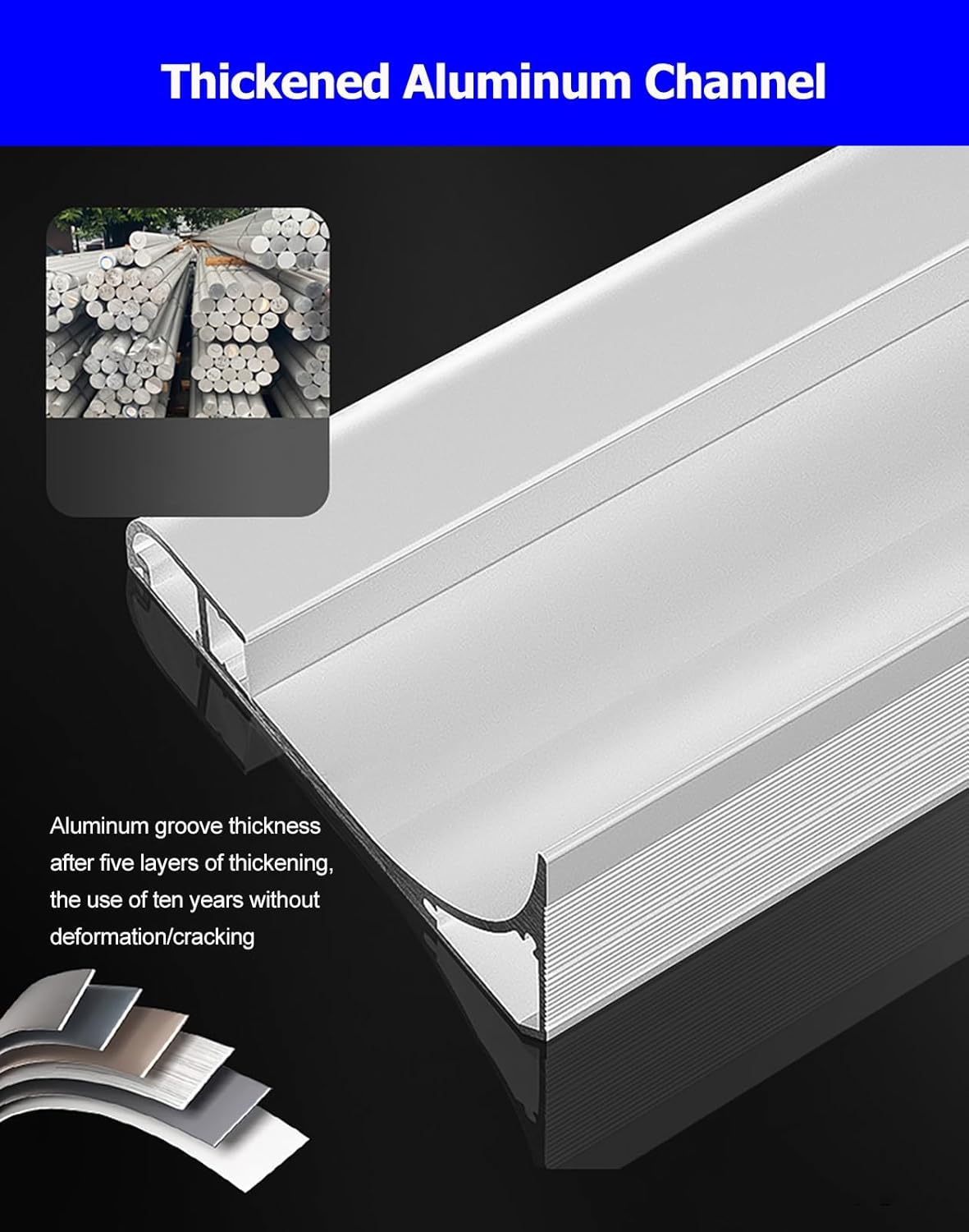 Aluminum Channel Baseboard Large Aluminum Channel Profile Skirtingboard Baseboard, Wall Mount LED Channel, Wall Mount LED Channel for Home Theater Kitchen Corridors Wall Corner Ceiling(6m)