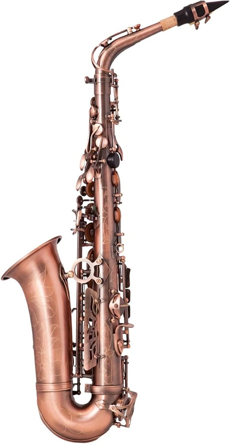 Sax Beginners Kit High Grade RedBronze Bent EB Alto Saxophone E-Flat Sax Carved Pattern Woodwind Instrument with Carry Case Wind Instrument
