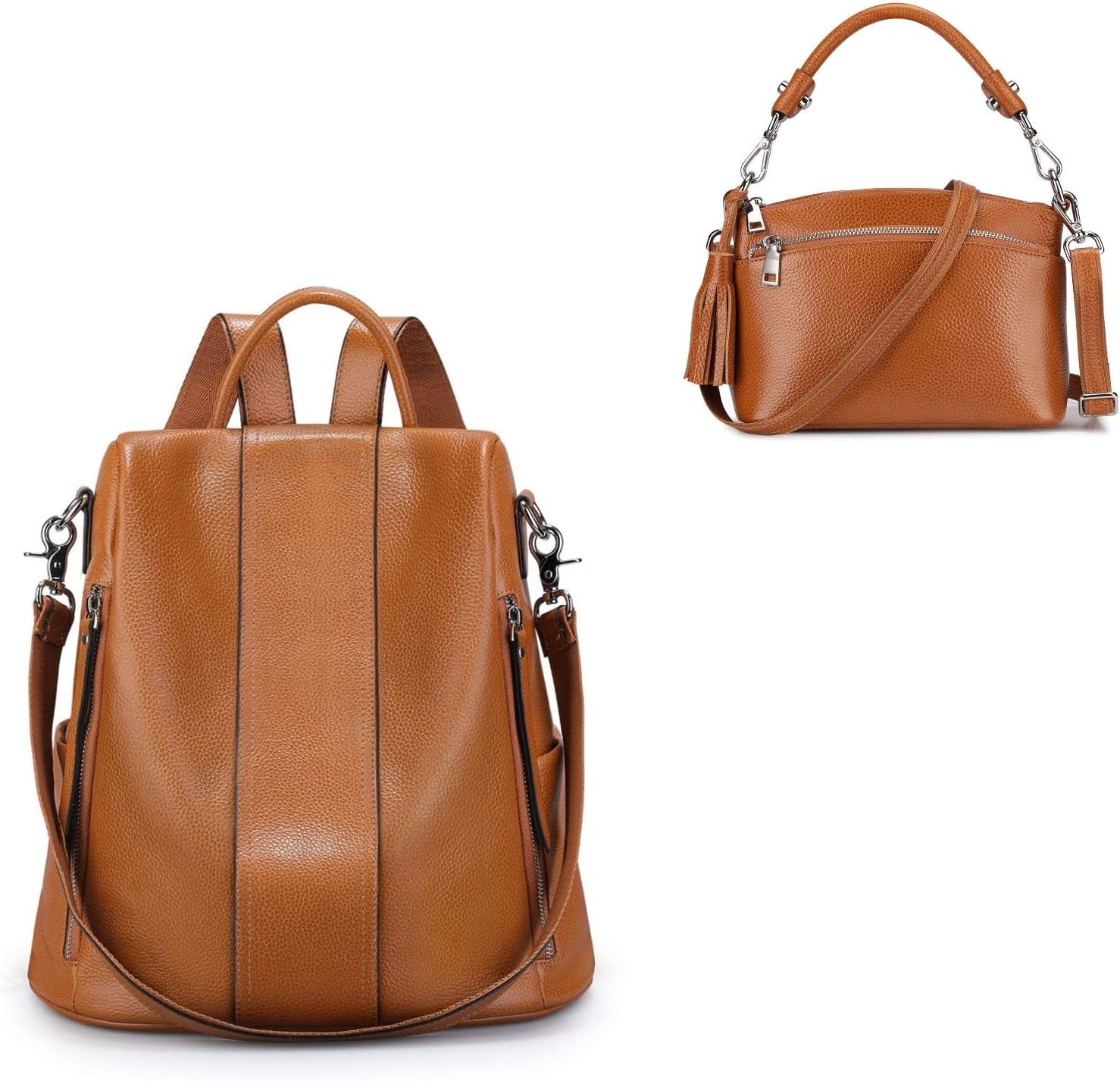 S-ZONE Women Soft Leather Backpack and Small Shoulder Bag Cross body Purse