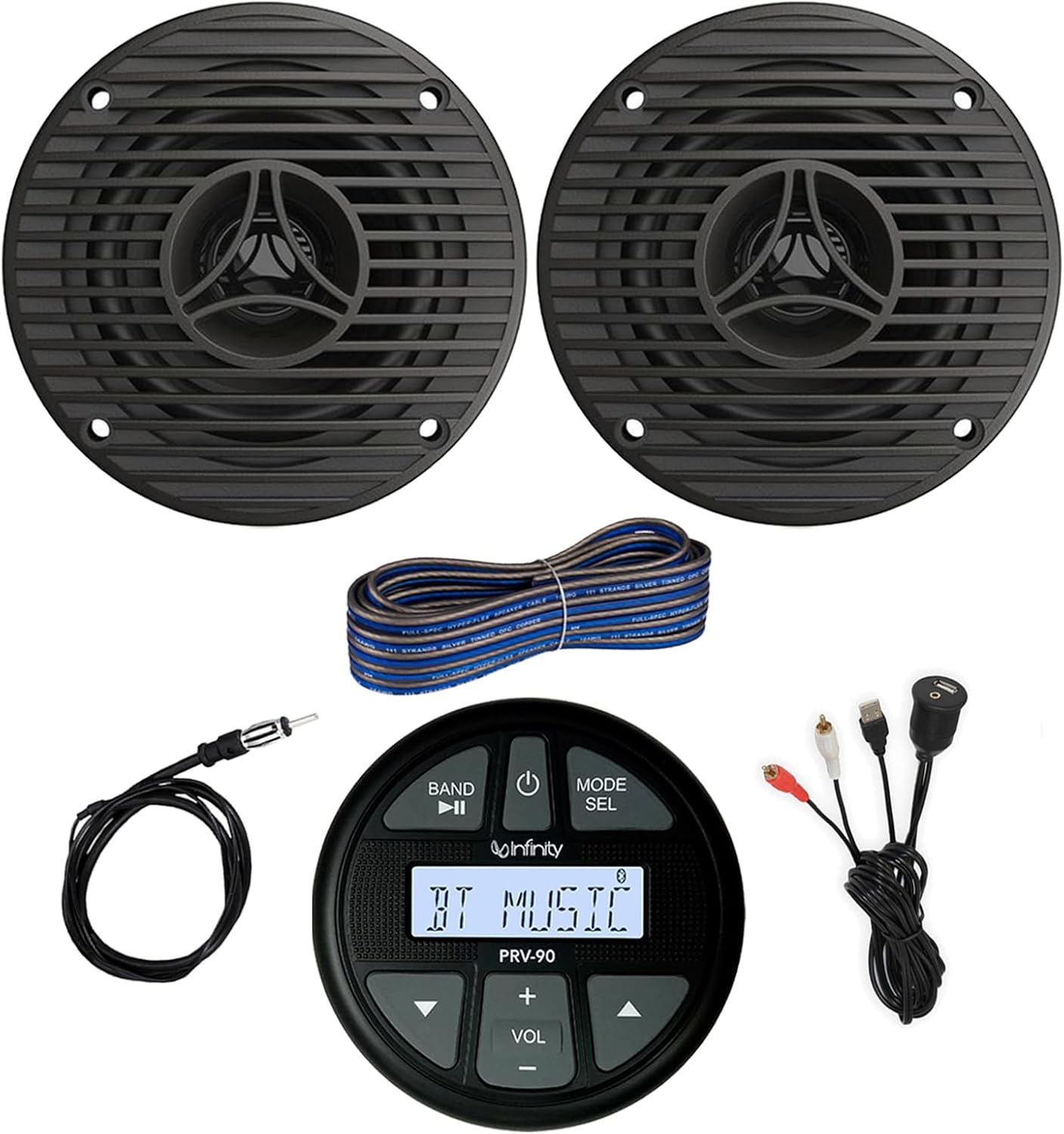 Gauge Style AM/FM Bluetooth AUX/USB Marine Stereo Digital Media Receiver, 3.5