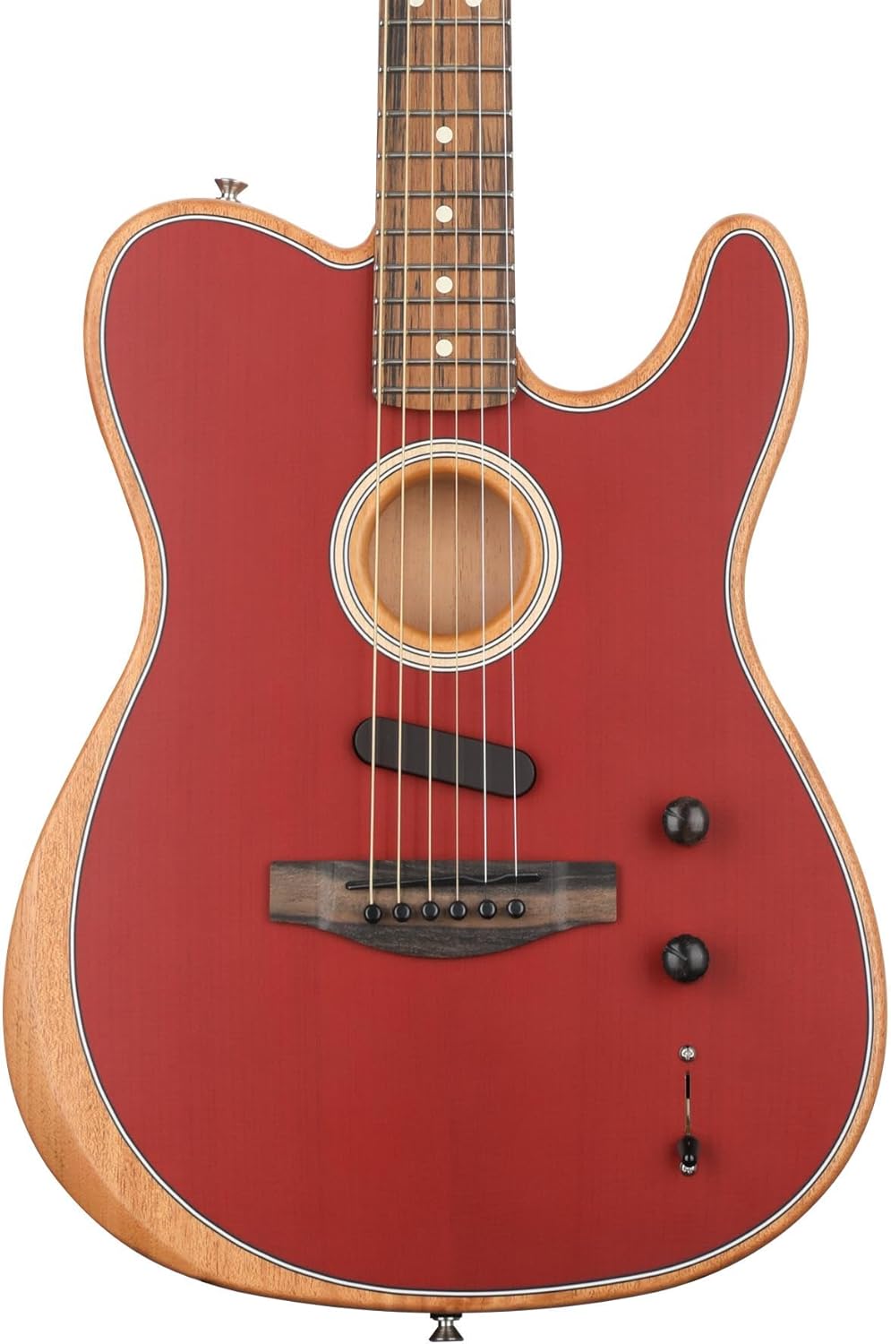 Fender American Acoustasonic Telecaster Acoustic Electric Guitar, Crimson Red, Ebony Fingerboard, with Gig Bag