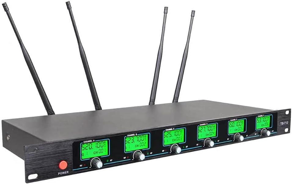 Wireless Microphone System UHF 6 lavalier Microphone Bodypacks Lapel Mic Headsets for Karaoke Wedding Party Meeting School Church Speaking Conference Meeting Classroom 6 Channel