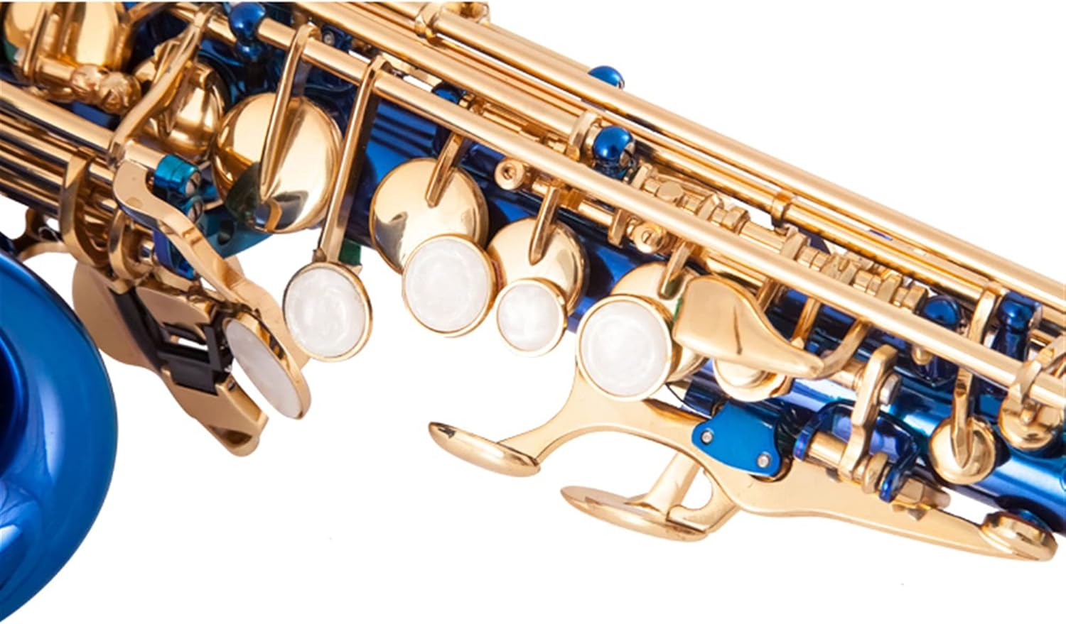 Saxophone Straight Brass Golden Carved Elbow Soprano Saxophone Saxophone Pearl White Shell Button Wind Instrument