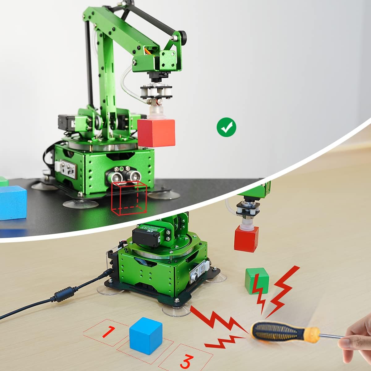 Secondary Development for MaxArm Upgrade, Sensor Kits, WonderCam Vision Module, PS2 Handle, Glowing Ultrasonic, Color/Touch/Sound/Light/Digital Tube Sensors (Not Included MaxArm Robot Arm)