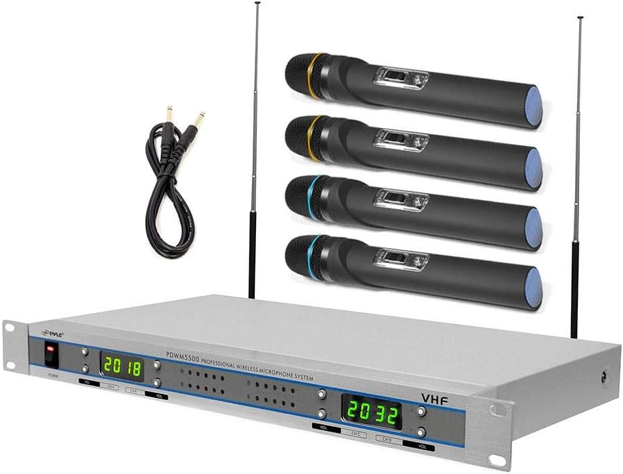 Pyle PDWM5500 VHF Wireless Microphone System with 4 Microphones