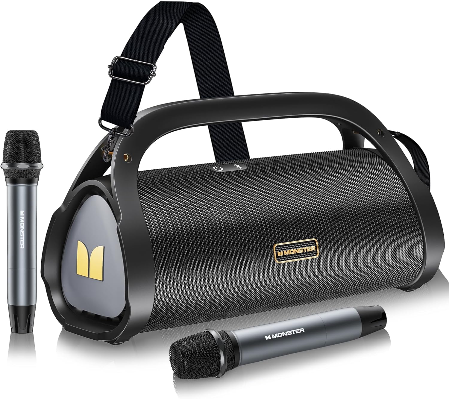 Monster Adventurer Max Bluetooth Speaker with Two Wireless Microphones, IPX7 Waterproof Outdoor Speaker with 100W Powerful Stereo Sound, Portable for Home, Party, Camping, Gold