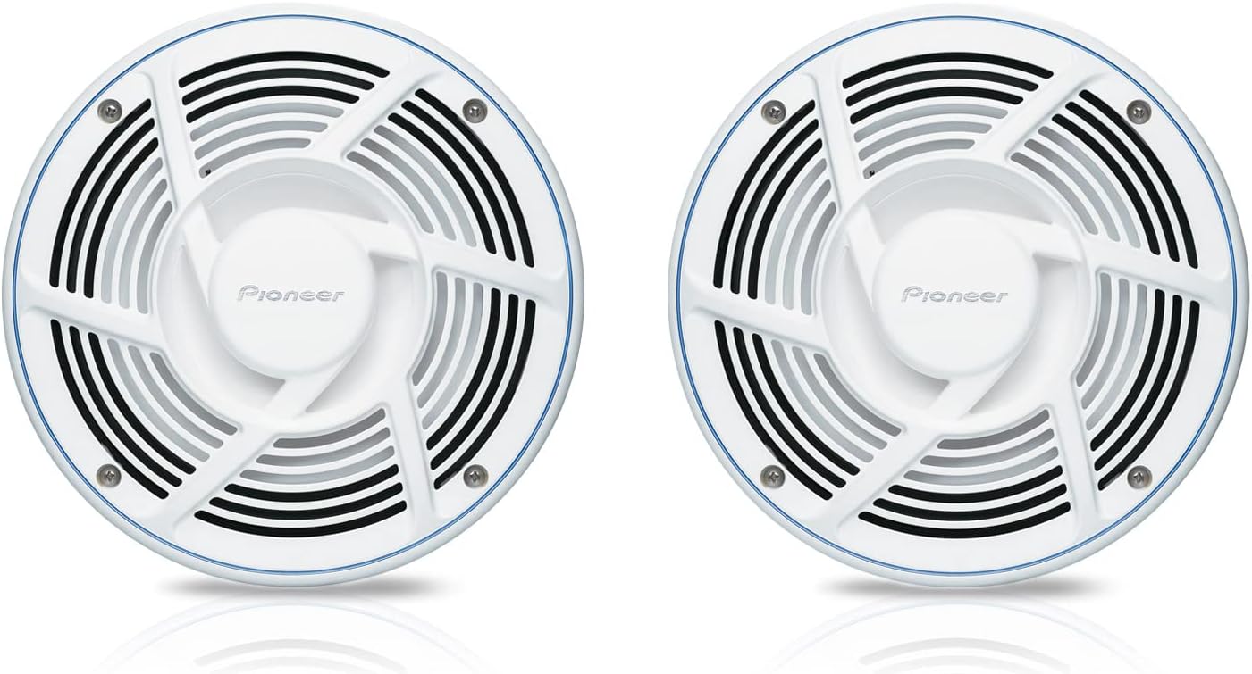 Pioneer CAR TSME650FS ME-Series 6.5 inch White Marine Coaxial Speakers (Pair) 2-Way, 200 Watt Max Power, IPX7 Rated, Sports Grille Design