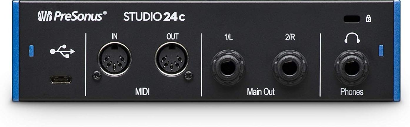 PreSonus Studio 24c 2x2 USB Type-C Audio/MIDI Interface with Studio One Artist Software Pack w/Eris 3.5 Pair Studio Monitors and PreSonus PD-70 Vocal Dynamic Microphone with XLR Cable