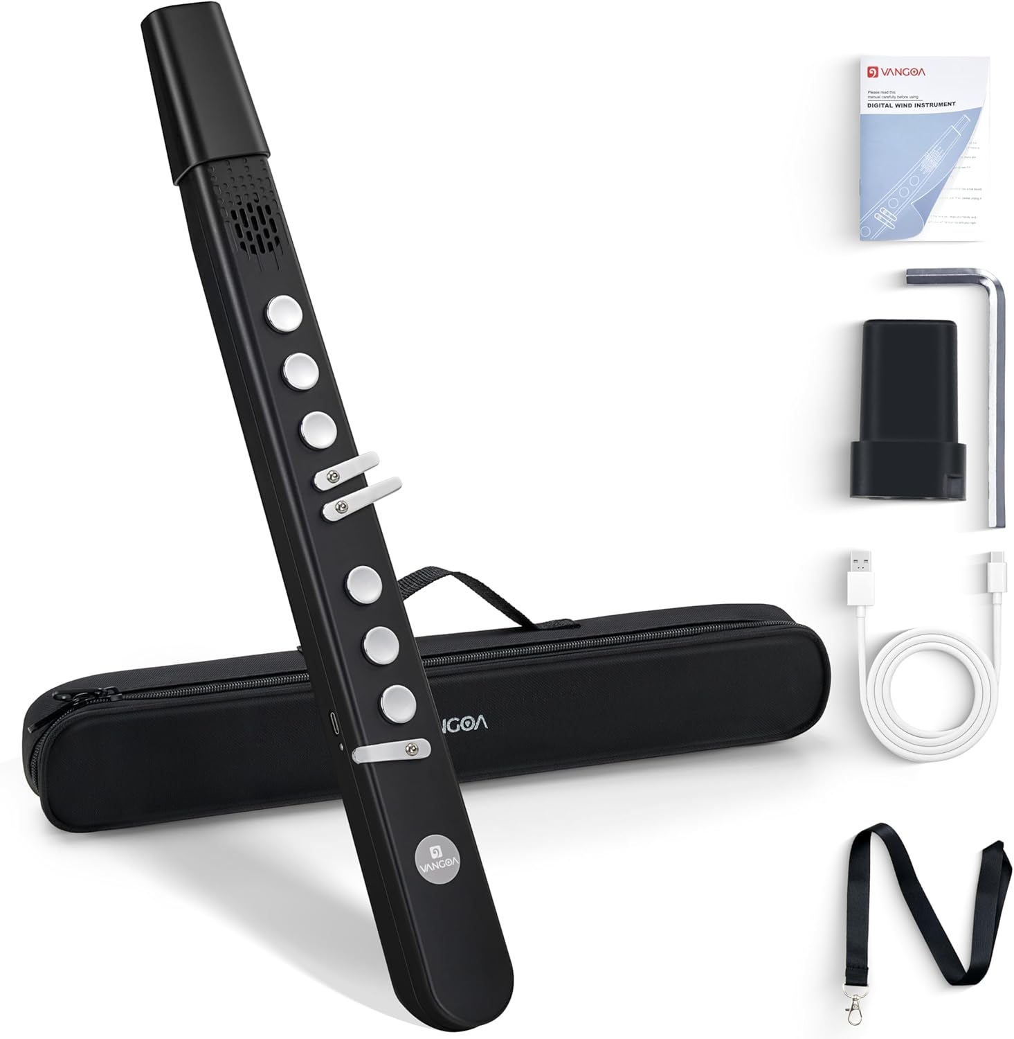 Vangoa MAE-02 MIDI EWI Electronic Wind Instrument with 3 Fingerings 35 Tones 7 Functions Professional Portable Digital Wind Instrument Synthesizer Rechargeable for Beginners Adults Teens, Black