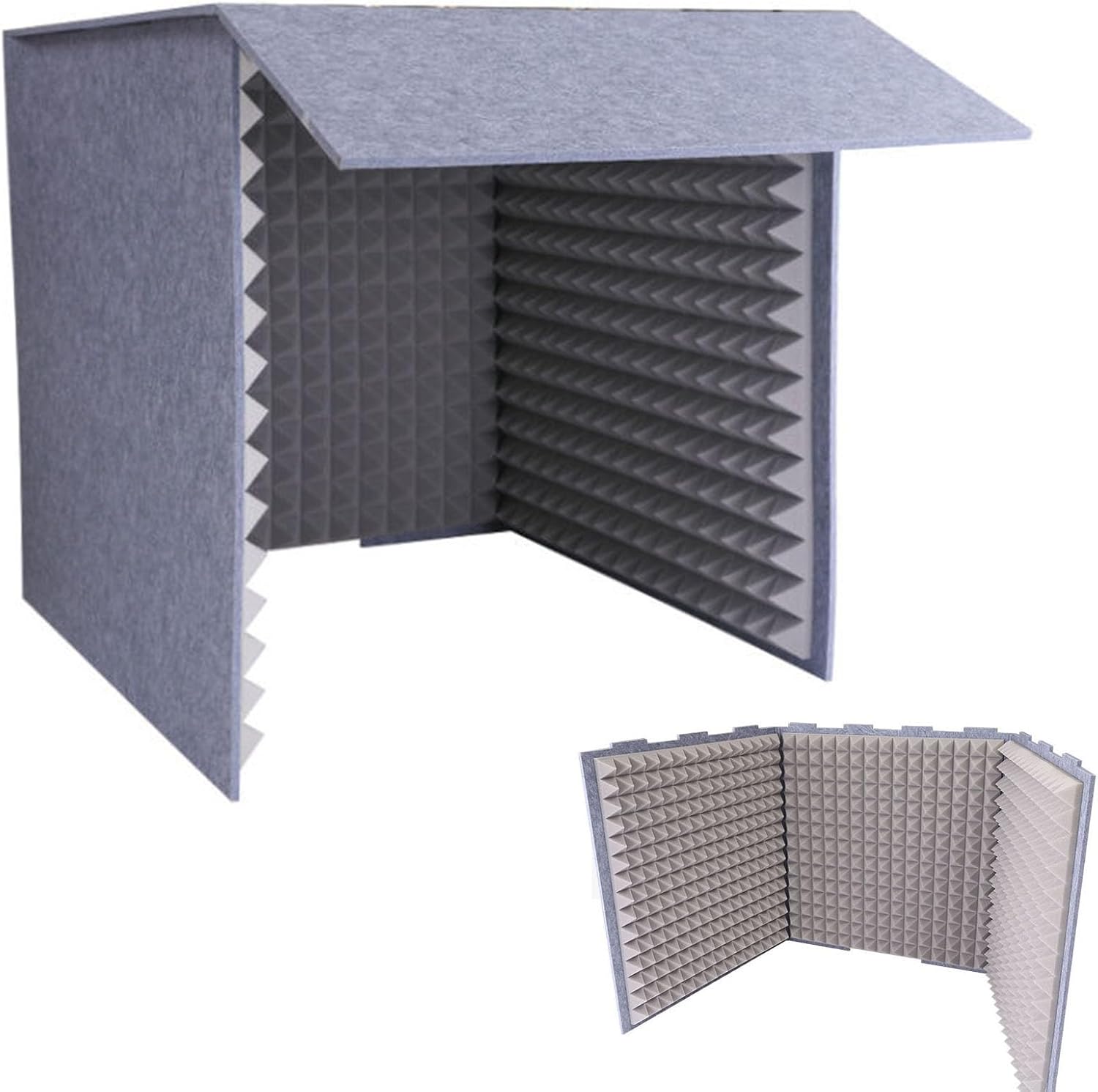 Grey Vocal Recording Booth, Sound Absorbing Recording Equipment Desktop Isolation Shield Microphone Isolation Booth Box for Music Studio Home(Grey,80 * 80 * 80cm)