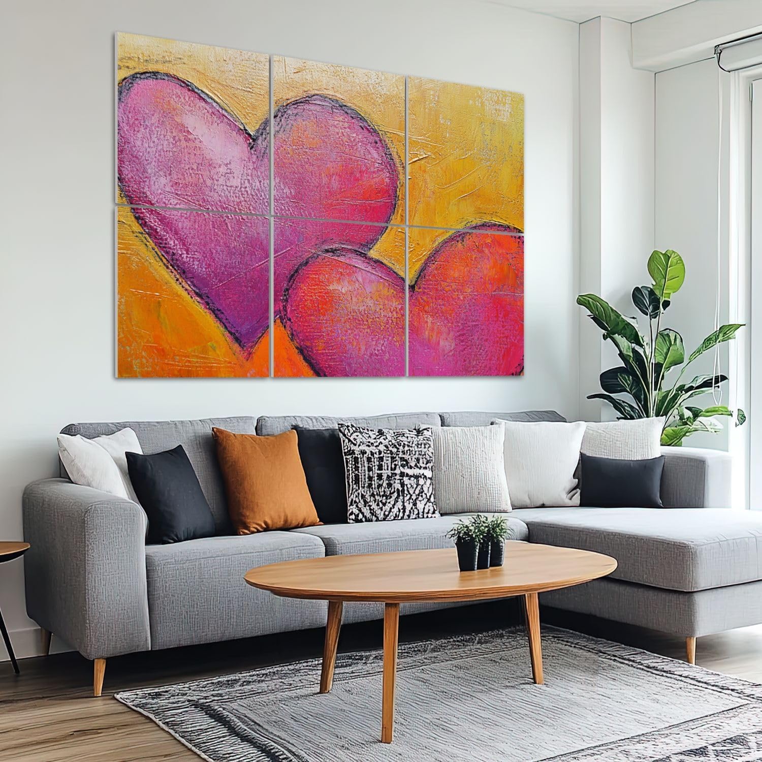 6 Pack Art Acoustic Panels Sound Absorbing Abstract Colorful Textural Heart Pink Orange Textured Surface Bold Decorative Soundproof Wall Panels Self Adhesive for Recording Studios Office 72