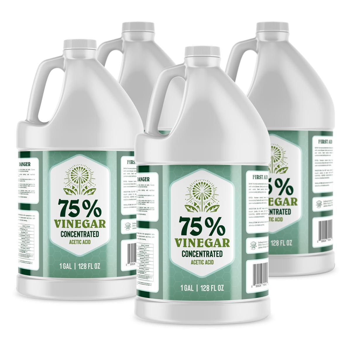 75% Vinegar - 4 Gallons - Industrial Strength Acetic Acid - Vinegar Bulk